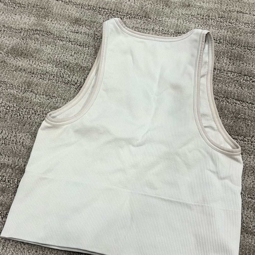 Athleta White Ribbed Tank Top - Picture 5 of 5